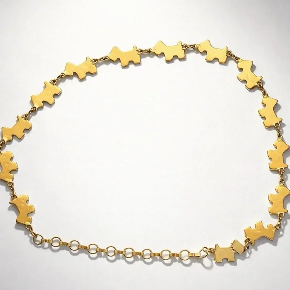 πΆGoldtone Scotty/Westie Dog Metal Link Chain Belt, adjustable, 38β, EUC - Picture 2 of 10